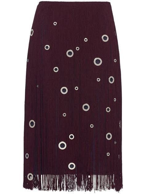 prada fringe skirt|Hand.